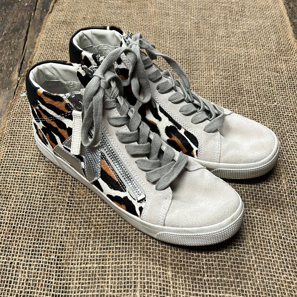 Dolce Vita Zonya White Black Leopard Animal High top Shoes Size 10